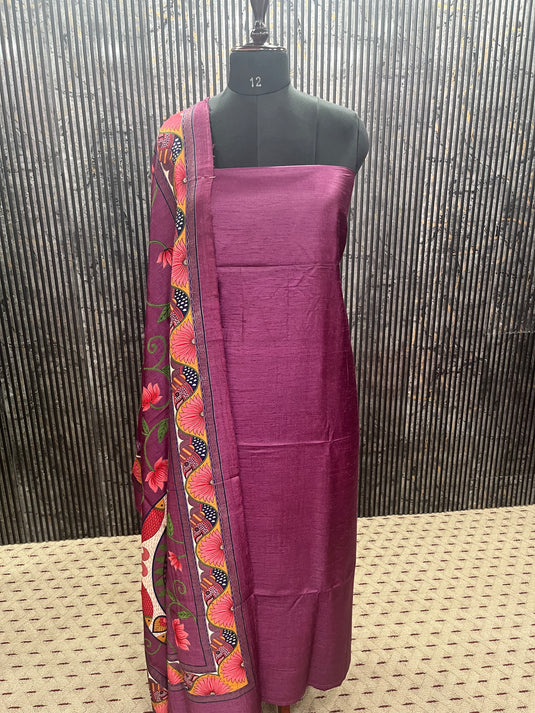 Printed Khadi Silk Dupatta × Plain Khadi Silk Shirt